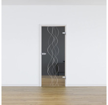 Porte d''intérieur en verre avec décor ondulé
