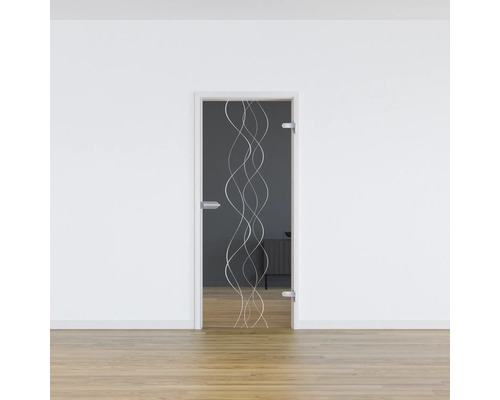Porte d''intérieur en verre avec décor ondulé
