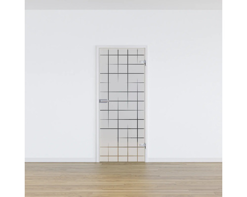 Zimmertür aus Glas mit quadratischem Muster