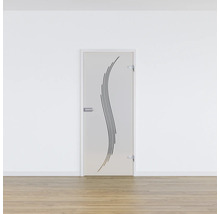 Porte intérieure en verre avec décor et ferrures