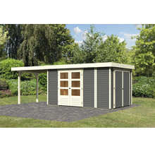 Gartenhaus Karibu Karola 6 mit Schleppdach 2,8 m inkl. Anbauschrank 666 x 262 cm terragrau
