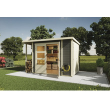 Gartenhaus Karibu Davos Pultdach inkl. Anbauschrank 300 x 186,5 cm terragrau