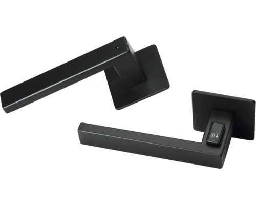 Zwei Türgriffe aus Metall mit Schlossfunktion