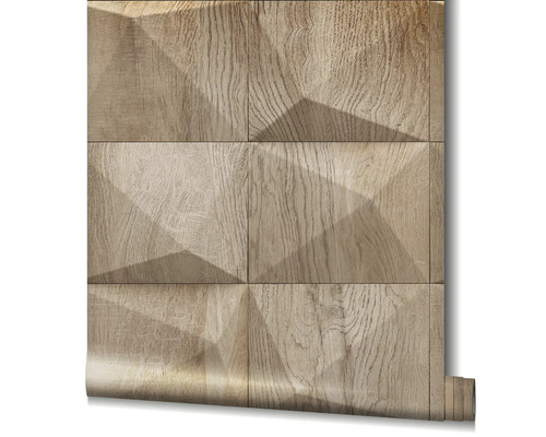 Rouleau de papier peint avec motif bois et design géométrique
