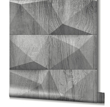 Rouleau de papier peint avec texture bois et motif géométrique