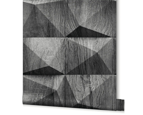 Rouleau de papier peint avec motif bois en trois dimensions