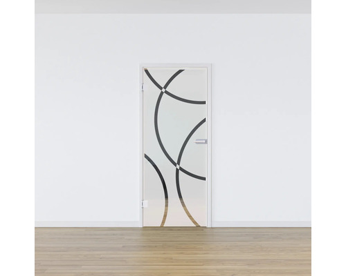 Porte intérieure avec verre et motif circulaire