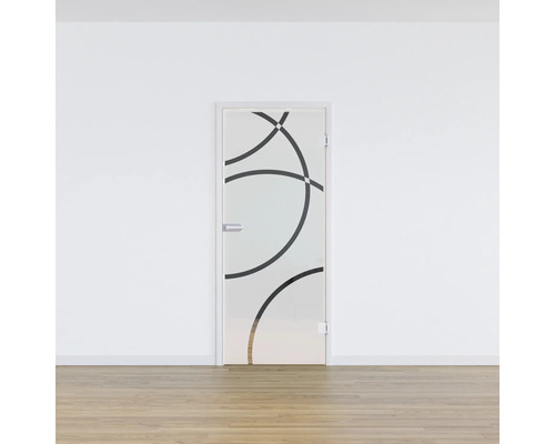 Porte intérieure avec insert en verre et décor circulaire