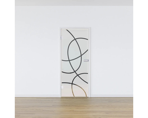 Porte intérieure en verre avec motif graphique
