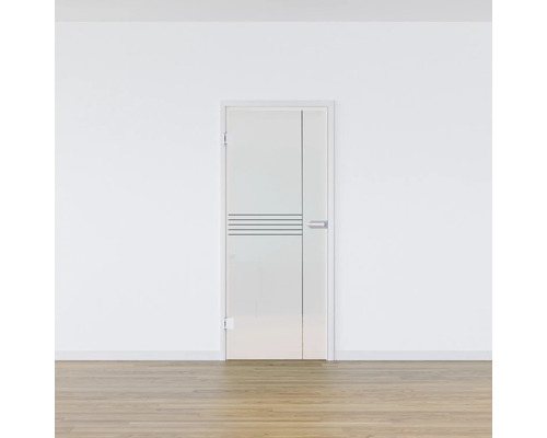 Porte intérieure en verre avec des rayures horizontales