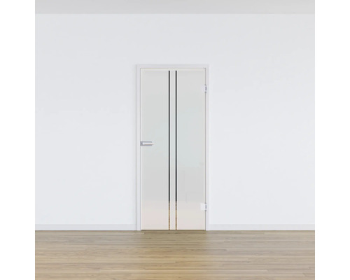 Porte en verre avec deux bandes dans un design moderne