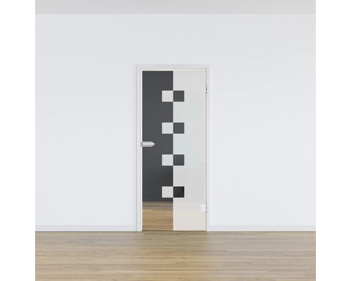 Porte intérieure en verre avec motif en damier