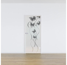 Porte intérieure en verre avec motif de papillons