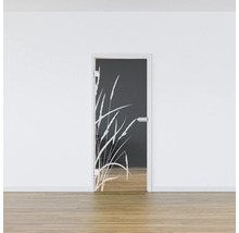 Porte intérieure en verre avec motif d''herbes
