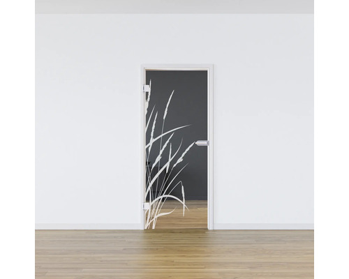 Porte intérieure en verre avec motif d''herbes