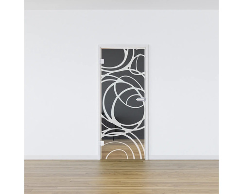 Porte intérieure en verre avec motif de cercles