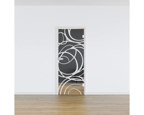 Porte en verre avec motif abstrait pour l''aménagement intérieur