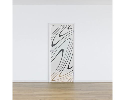 Zimmertür mit Glasfüllung und Streifenmuster