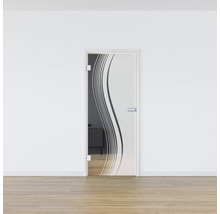 Porte intérieure en verre avec motif rayé