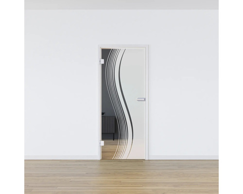 Porte intérieure en verre avec motif rayé