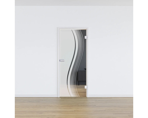 Porte en verre avec cadre et décor pour l''intérieur