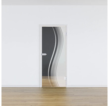 Porte en verre avec décor ondulé blanc