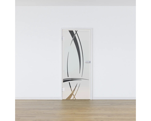 Porte intérieure en verre avec décor dans la pièce