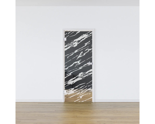 Porte intérieure en verre avec décor dans une pièce