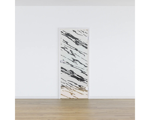 Zimmertür mit Glasausschnitt und abstraktem Muster