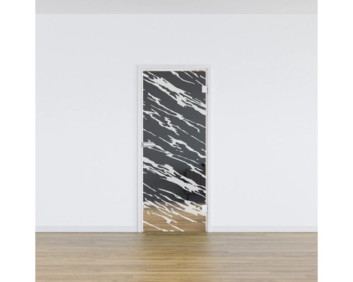 Zimmertür mit abstraktem Muster im Innenraum