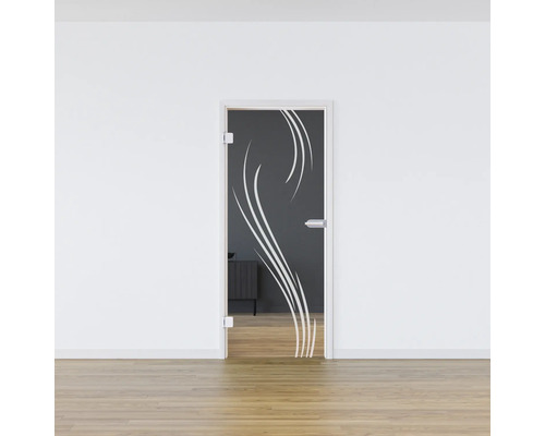 Porte intérieure en verre avec décor dans l''intérieur