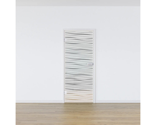 Porte intérieure avec insert en verre et motif ondulé