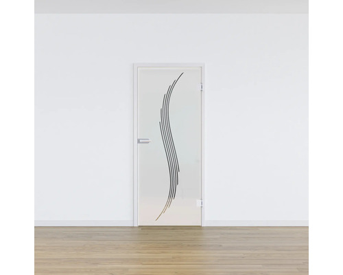 Innentür aus Glas mit Dekor im Innenraum