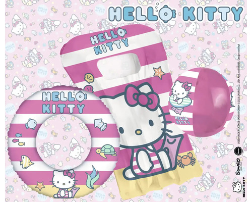 Ensemble de bain Hello Kitty avec matelas pneumatique, bouée et ballon de plage
