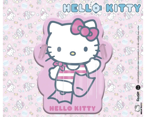 Hello Kitty Badespielzeug auf gemustertem Hintergrund