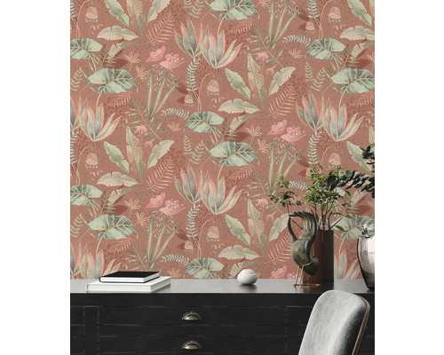 Papier peint à motif végétal pour espaces intérieurs