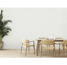 Esszimmer mit Holztisch, Stühlen und Zimmerpflanze