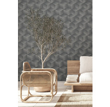 Papier peint intissé 38506-4 Natural Living graphique 3D noir