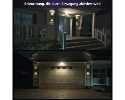 Bewegungsaktivierte Aussenbeleuchtung an Hausfassade und Garage