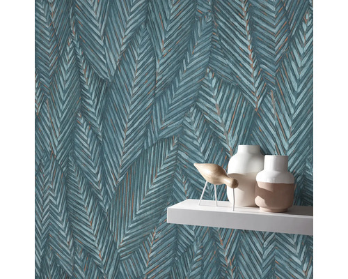 Papier peint à motifs de feuilles dans un intérieur