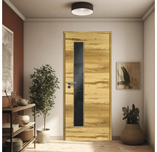 ZT Balkeneiche Furnier Quer 61x198,5 DIN Rechts MODERN 07 Glas Dunkelgrau