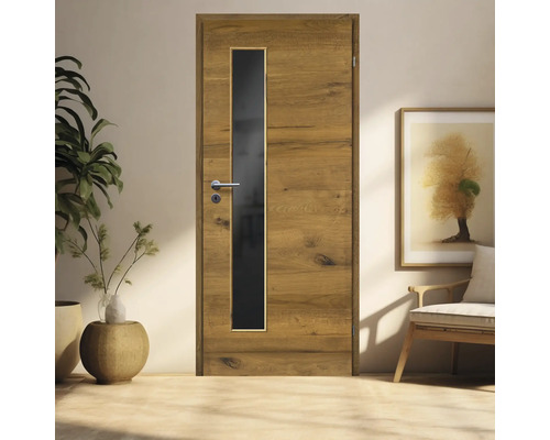 Porte intérieure en bois avec insert en verre