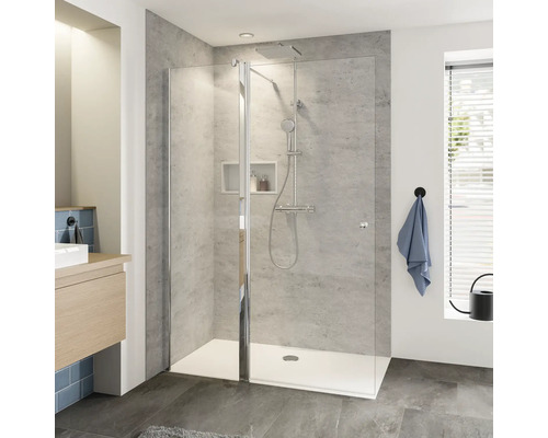 Paroi de douche à l'italienne Breuer Entra 140 cm verre transparent profilé couleur chrome