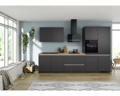IMPULS Küchenzeile mit Geräten ZANOTTI 340 cm grafit matt vormontiert Variante rechts IP315-IKC1340RL-K830-F157-A653-G960 IMPULS Küchenzeile mit Geräten ZANOTTI 340 cm grafit matt vormontiert Variante rechts IP315-IKC1340RL-K830-F157-A653-G960