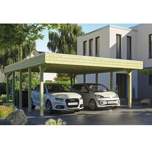 Doppelcarport SKAN HOLZ Friesland 557x708 cm mit Aluminium-Dach tauchimprägniert