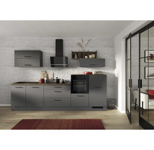 IMPULS Küchenzeile mit Geräten ZANOTTI 320 cm grafit matt vormontiert Variante rechts IP315-IKZ1320LF-K830-F157-A688-G782