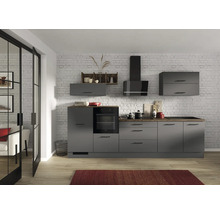 IMPULS Küchenzeile mit Geräten ZANOTTI 320 cm grafit matt vormontiert Variante links IP315-IKZ1320FL-K830-F157-A688-G782