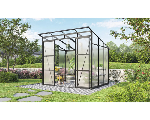 Serre Playa 5900 avec polycarbonate 6 mm 254 x 192 cm avec carré potager In&Out L noir