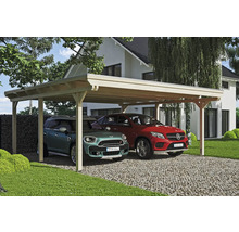 Doppelcarport SKAN HOLZ Emsland 613x604 cm mit EPDM-Folie natur