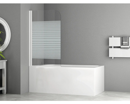 Badewanne mit Badewannenaufsatz aus Glas mit Streifenmuster